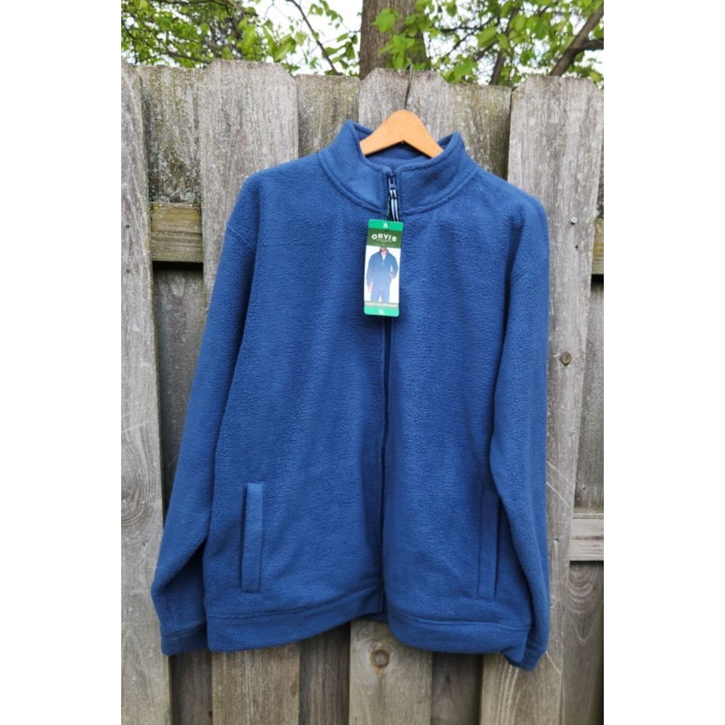 Orvis Mens Fleece Jacket Full Zip Blue Xl New